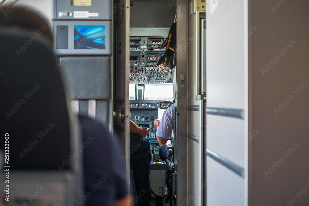 Fototapeta premium Pilot Cabin view from the airplane