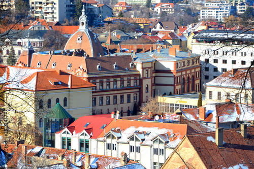 Typical urban landscape of the city Brasov, a town situated in Transylvania, Romania, in the center of the country
