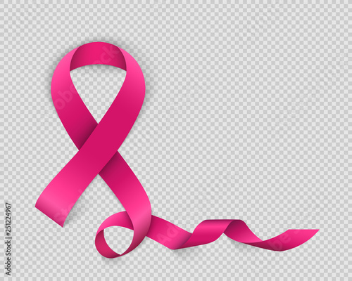 Creative vector illustration of breast cancer awareness campaign in october month background. Art design realistic stroke pink ribbon. Abstract concept graphic paper or fabric element