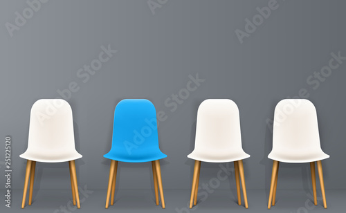 Creative vector illustration of we are hiring - recruiting concept, resources job employment career jobless interview, chairs isolated on background. Art design template. Abstract graphic element