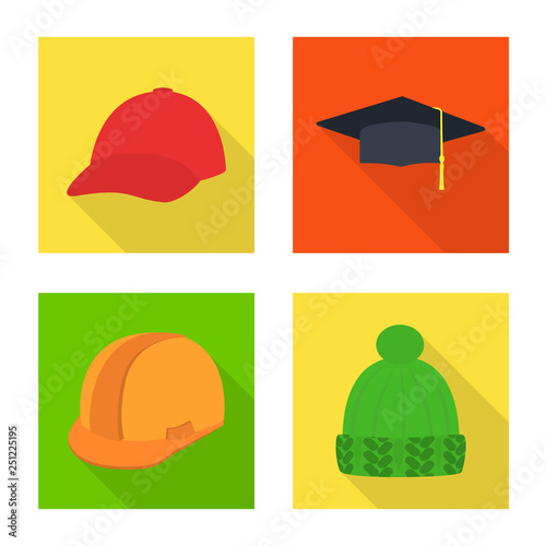 Isolated object of fashion and profession icon. Collection of fashion and cap vector icon for stock.