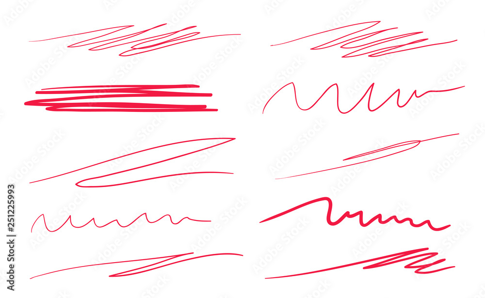 Hand drawn abstract underlines on white. Colored backgrounds with array ...