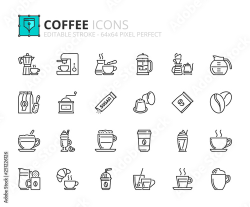 Outline icons about coffee