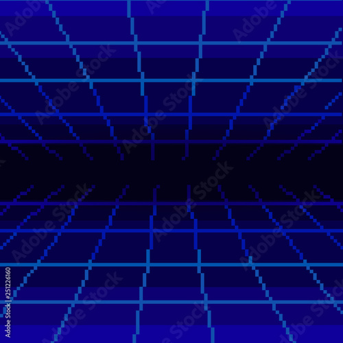 Vector pixel art of 80s Retro sci-Fi background. Pixel art background. 8bit