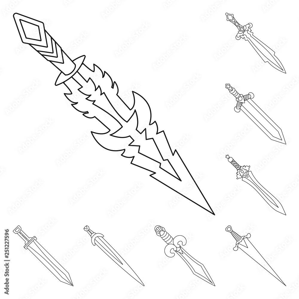 Fototapeta Isolated object of game and armor icon. Set of game and blade stock vector illustration.