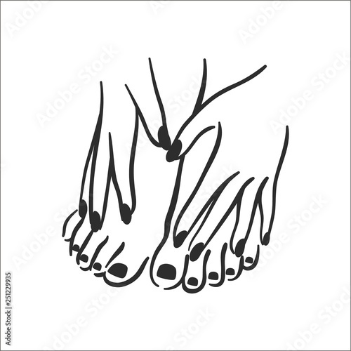 Vector illustration concept of hands with manicure icon. Black on white background