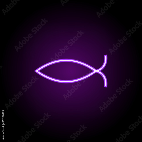 christian fish outline icon. Elements of religion in neon style icons. Simple icon for websites, web design, mobile app, info graphics