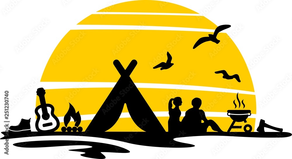 Obraz premium Camping Tent Silhouette