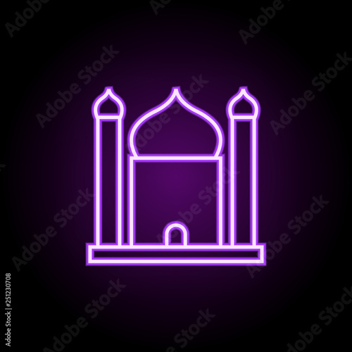 mosque outline icon. Elements of religion in neon style icons. Simple icon for websites, web design, mobile app, info graphics