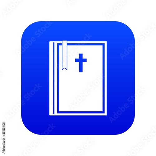 Bible icon digital blue for any design isolated on white vector illustration