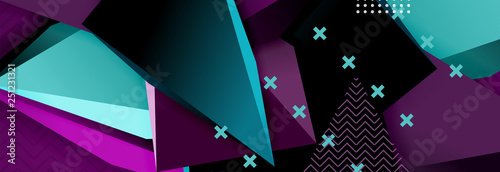 3d triangular shapes geometric background. Origami style pattern with triange shapes for decorative design. Poster design. Line design. Modern presentation template