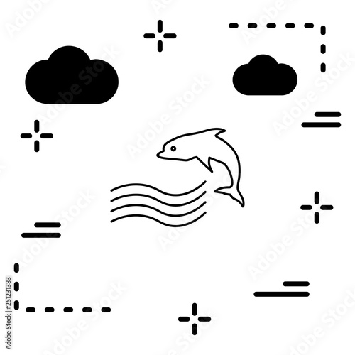 Vector Swimming Dolphin Icon