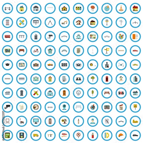 100 city planning icons set in flat style for any design vector illustration