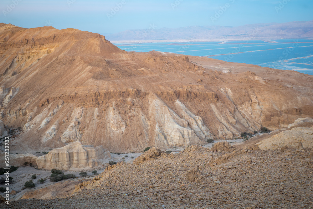 Valley of Zohar, and Dead Sea salt evaporation ponds