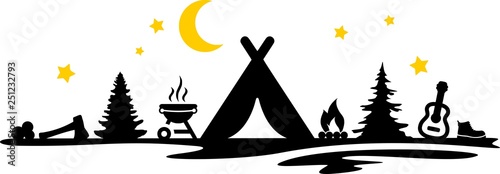 Camping Night Silhouette