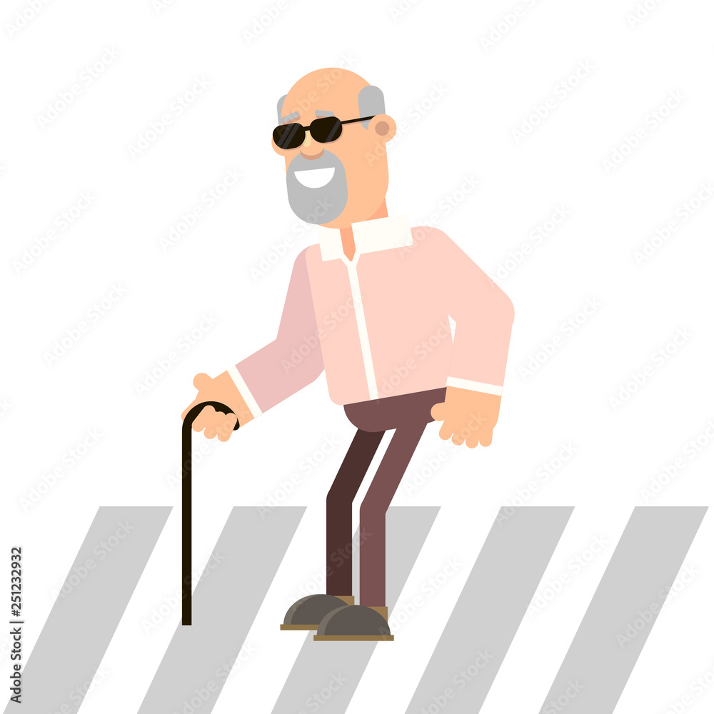 blind man and crosswalk blind man and crosswalk