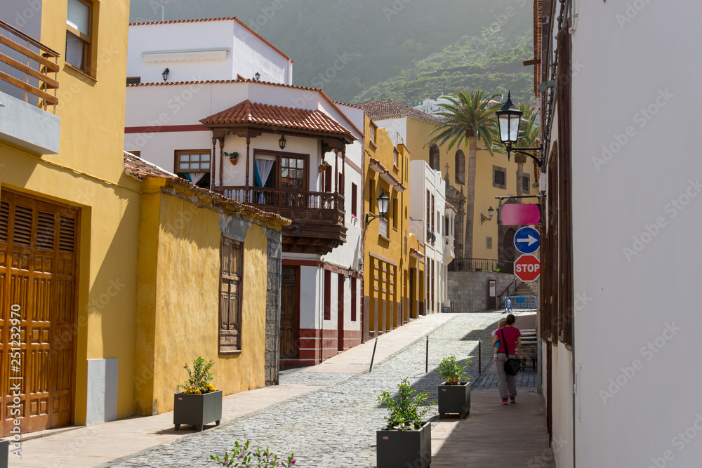 Streets and architecture of traditional spanish coastal town.