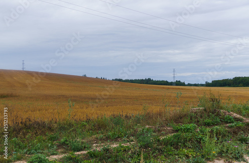 Endless fields in the village after harvest.