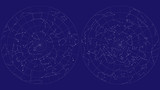Full sky map vector design. Northern and southern hemispheres constellations