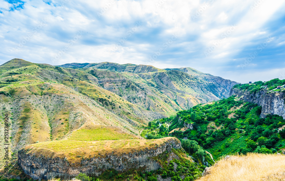 Fototapeta premium View on Azat River Gorge, View from Garni Temple in Kotayk Region, Armenia