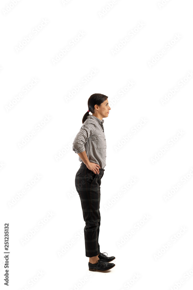 Young businesswoman isolated on white background doing exercises Young businesswoman isolated on white background doing exercises