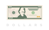 20 Dollars money minimalistic paper banknote of USA - vector