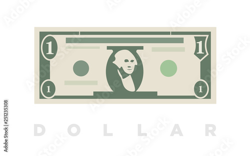 1 Dollar money minimalistic paper banknote of USA - vector
