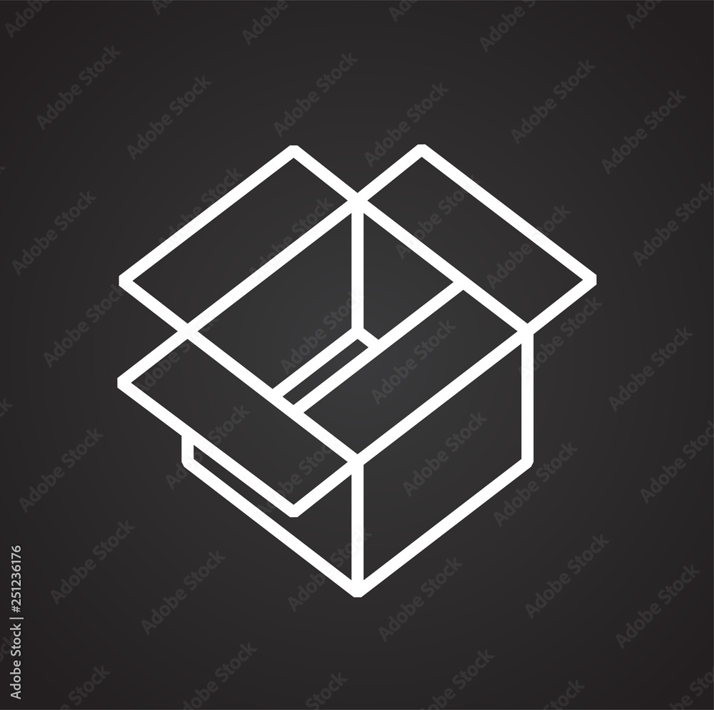 Box line icon on black background for graphic and web design, Modern simple vector sign. Internet concept. Trendy symbol for website design web button or mobile app Box line icon on black background for graphic and web design, Modern simple vector sign. Internet concept. Trendy symbol for website design web button or mobile app