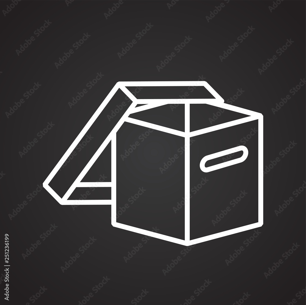 Box line icon on black background for graphic and web design, Modern simple vector sign. Internet concept. Trendy symbol for website design web button or mobile app Box line icon on black background for graphic and web design, Modern simple vector sign. Internet concept. Trendy symbol for website design web button or mobile app