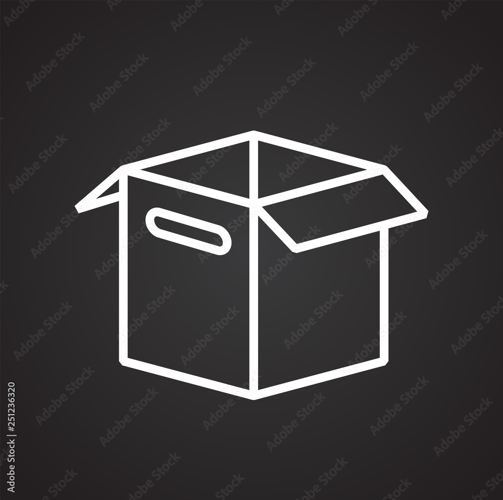 Box line icon on black background for graphic and web design, Modern simple vector sign. Internet concept. Trendy symbol for website design web button or mobile app Box line icon on black background for graphic and web design, Modern simple vector sign. Internet concept. Trendy symbol for website design web button or mobile app