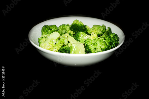 Bowl with freshly cooked broccoli