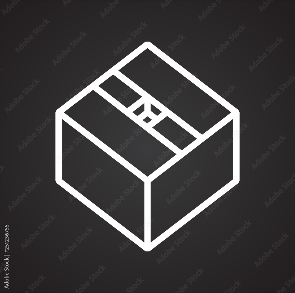 Box line icon on black background for graphic and web design, Modern simple vector sign. Internet concept. Trendy symbol for website design web button or mobile app Box line icon on black background for graphic and web design, Modern simple vector sign. Internet concept. Trendy symbol for website design web button or mobile app