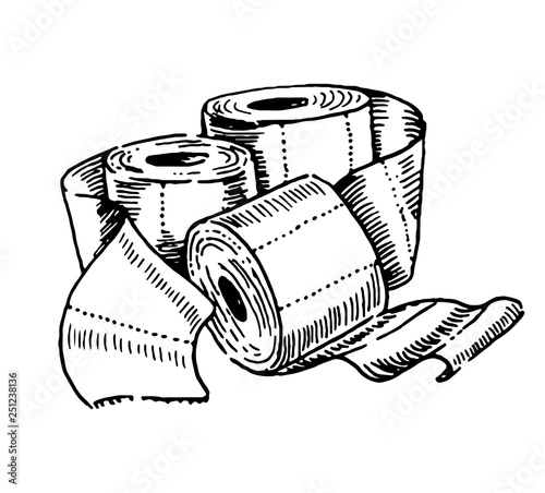 Vector illustration concept of Toilet paper hand drown illustration on white background