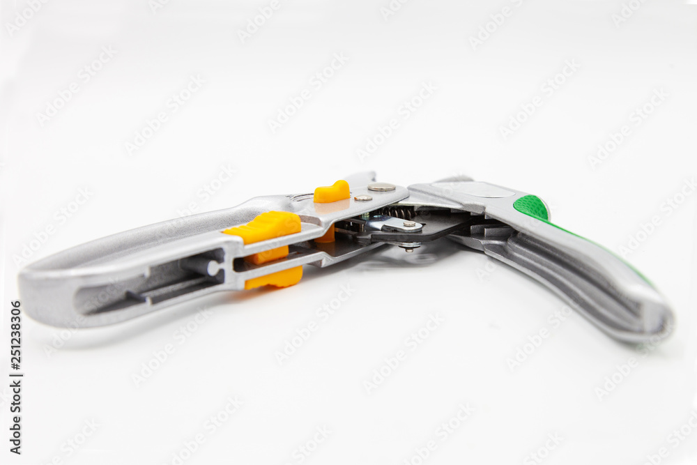 Garden pruner isolated on white, end view Garden pruner isolated on white, end view