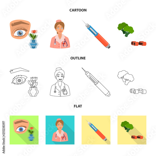 Isolated object of diet and treatment  sign. Set of diet and medicine stock vector illustration.