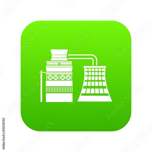 Processing of raw materials icon green vector isolated on white background