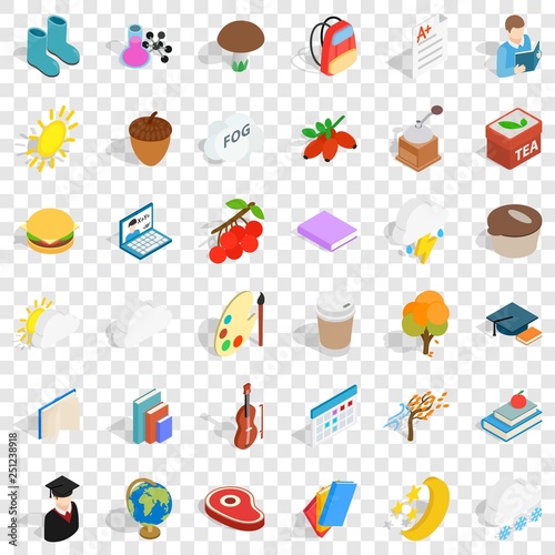 Cold season icons set. Isometric style of 36 cold season vector icons for web for any design