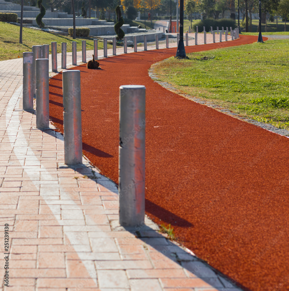 Rubber floor running and walking path