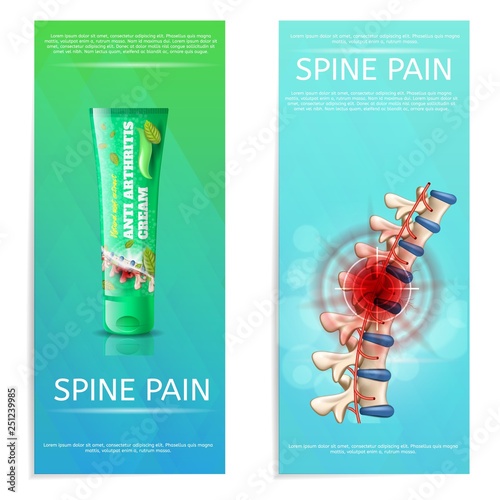 Antiarthritis Cream Spine Pain Set Flat Banner.