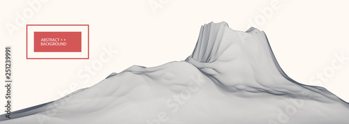 Wireframe landscape background. Futuristic vector illustration.