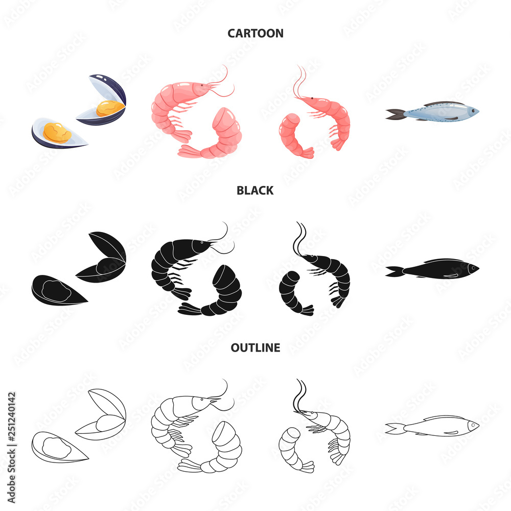 Fototapeta premium Vector design of fresh and restaurant logo. Collection of fresh and marine stock symbol for web.