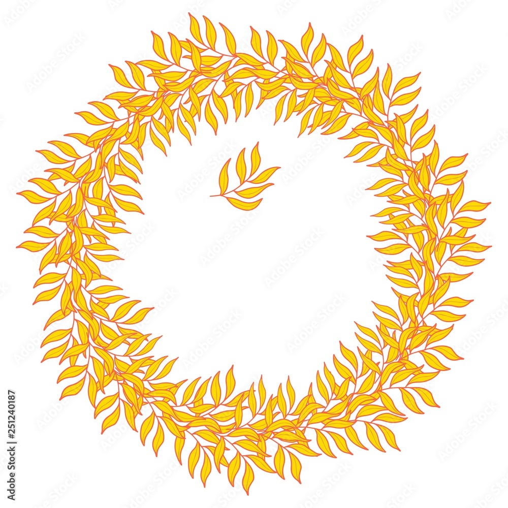 Vector illustration of a spring wreath of plants Vector illustration of a spring wreath of plants