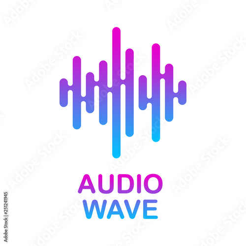 Pulse music player. Audio colorful wave logo. Vector equalizer element