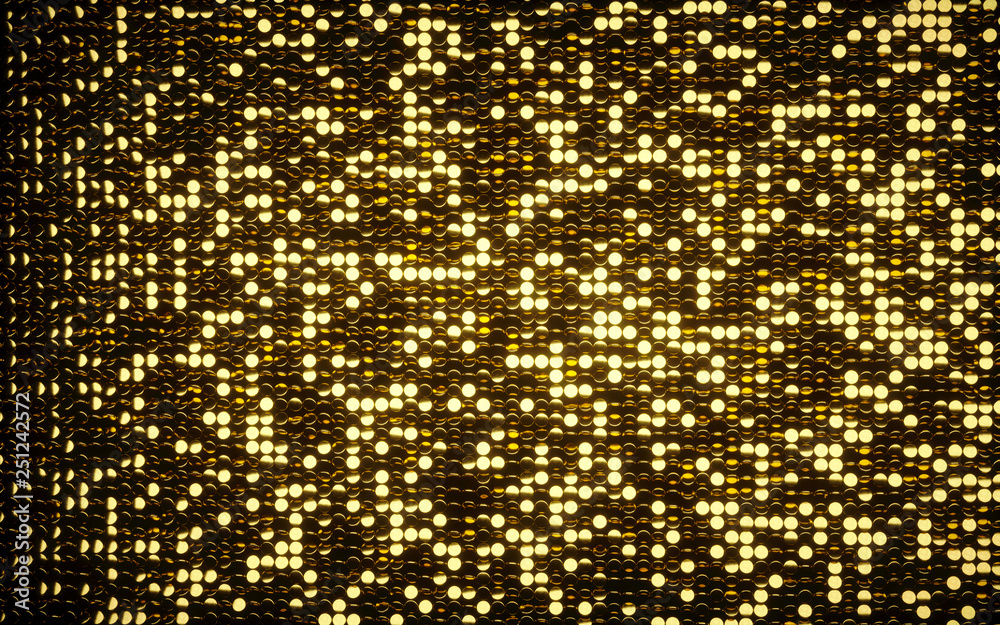 Gold and silver coins shiny mosaic background. Black background with