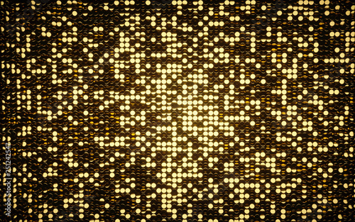 Gold and silver coins shiny mosaic background. Black background with gold lights background. Silver and gold. 3D. Premium quality video.