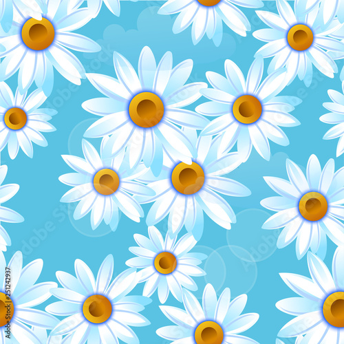 Chamomile white, spring or summer flowers. Seamless pattern. Vector illustration EPS10