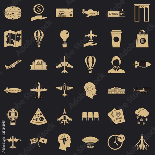 Airport icons set. Simple style of 36 airport vector icons for web for any design