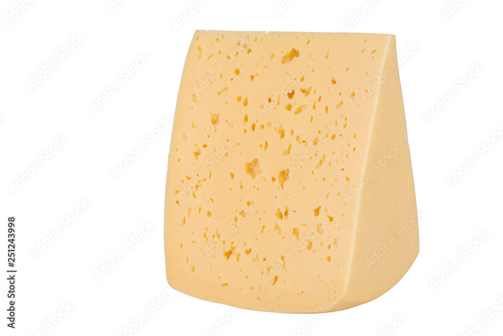 Big piece of cheese isolated on white background