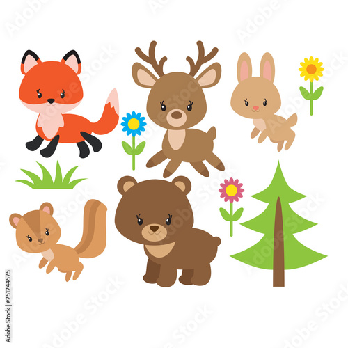 Forest animals vector illustration clip art