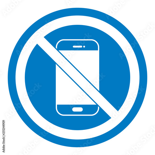 Smartphone verboten - Schild - Piktogramm - blau weiß 